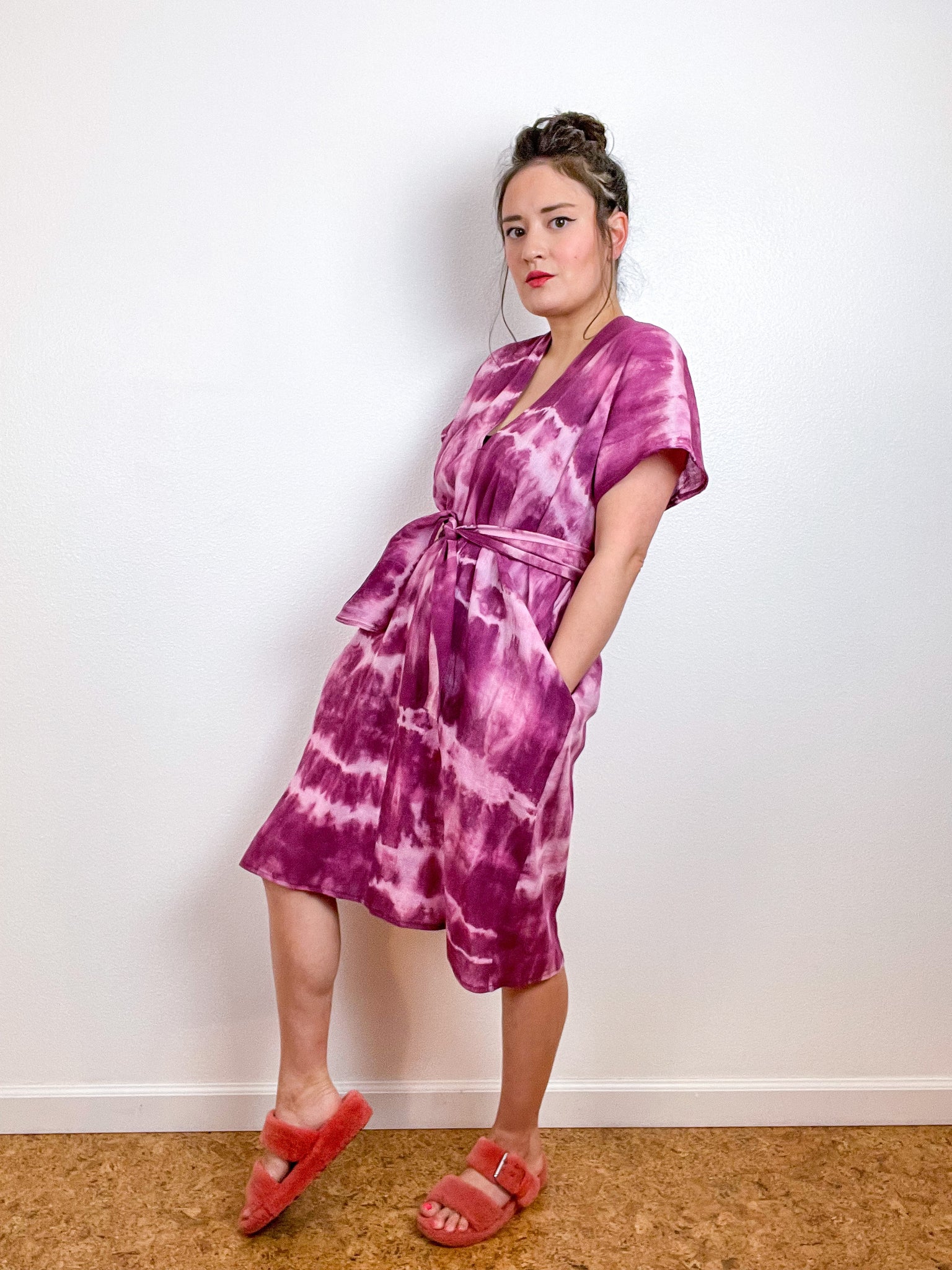 Single Gauze Caftan Dress Berry