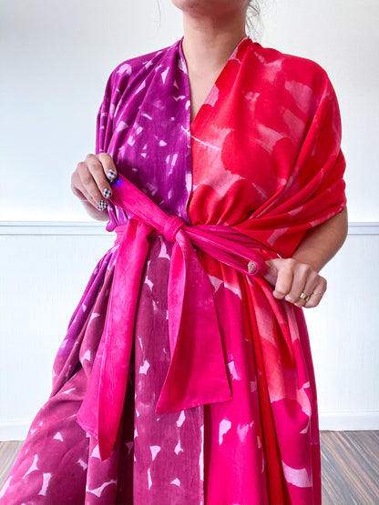 Limited Edition Hand-Dyed High Low Pink Red Brustrokes