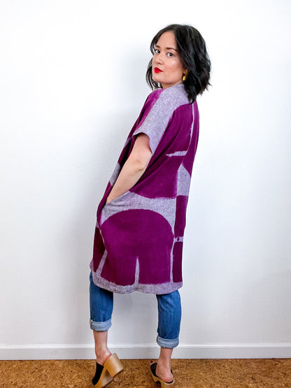 Hand-Dyed Mini Smock Dress Lavender Amethyst Brushstrokes
