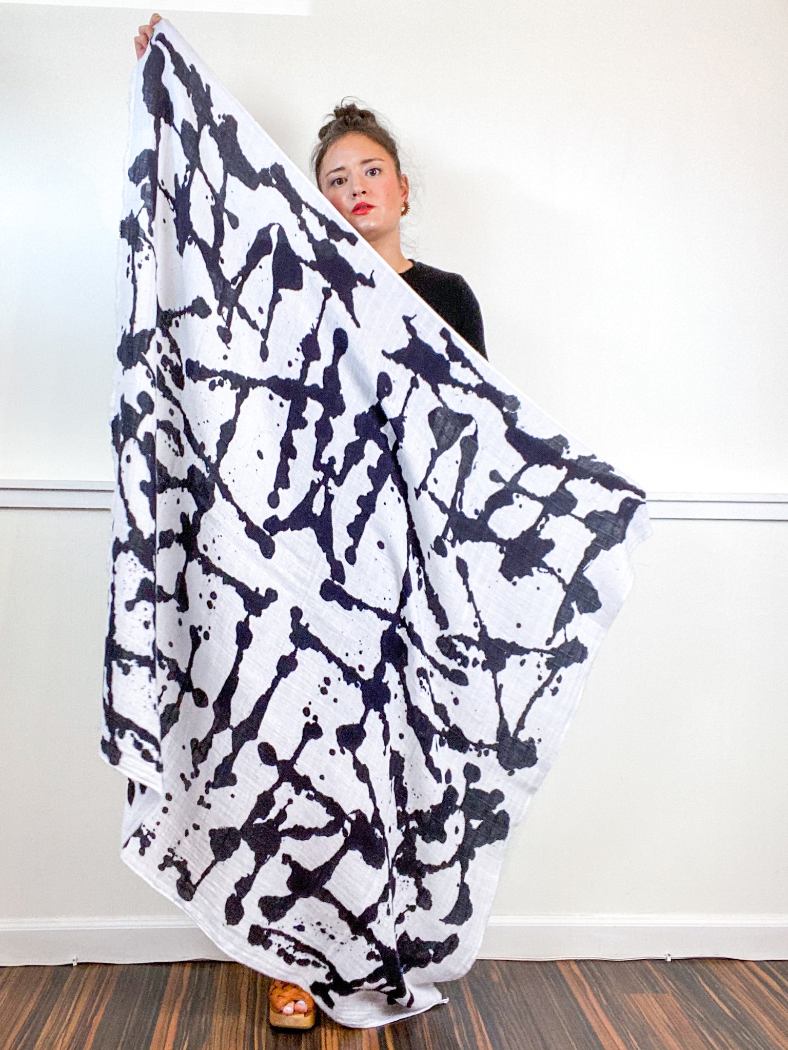 Hand-Dyed Large Square Scarf Inkblot
