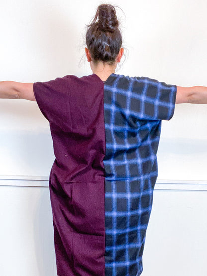 Plaid Smock Dress Blue Maroon