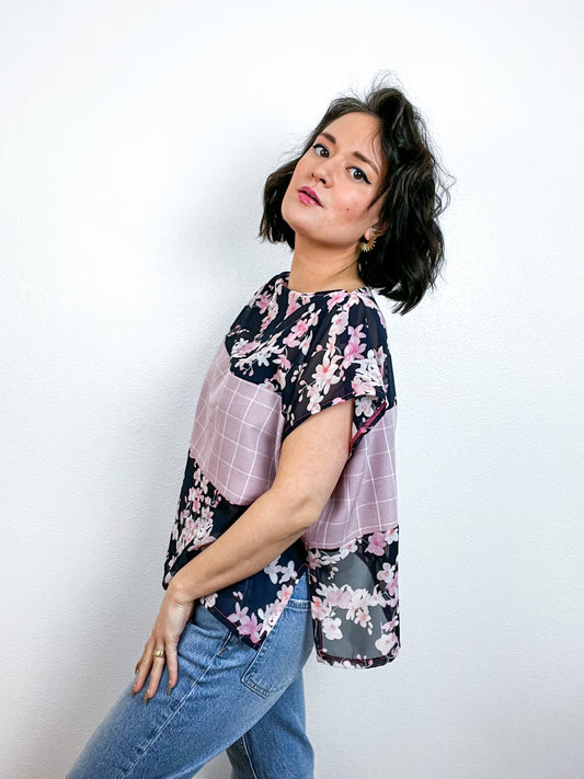 Scrappy Crop Navy Cherry Blossom
