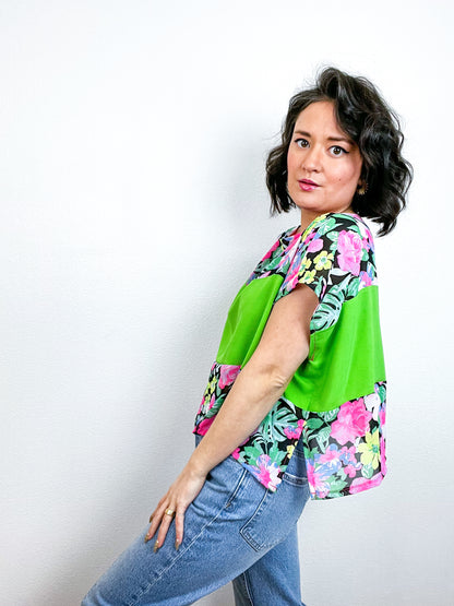 Scrappy Crop Lime Pink Floral