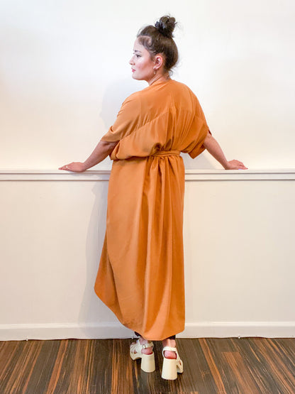 Solid High Low Kimono Amber Rayon Challis