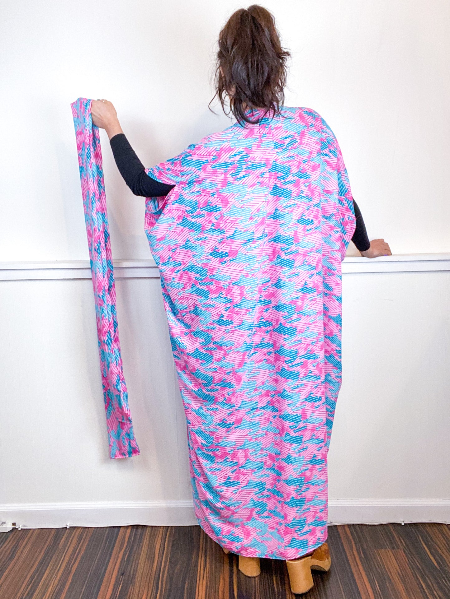 Print High Low Kimono Eighties Love Georgette