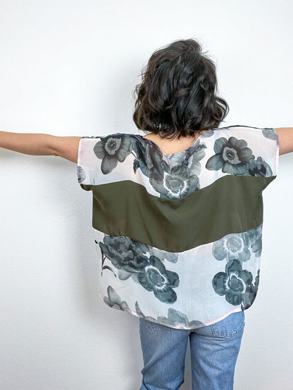 Scrappy Crop Olive Grey Floral