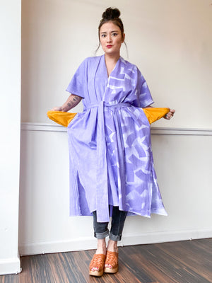 Everyday Midi Kimono Dress Hand-Dyed Monochromatic Lilac