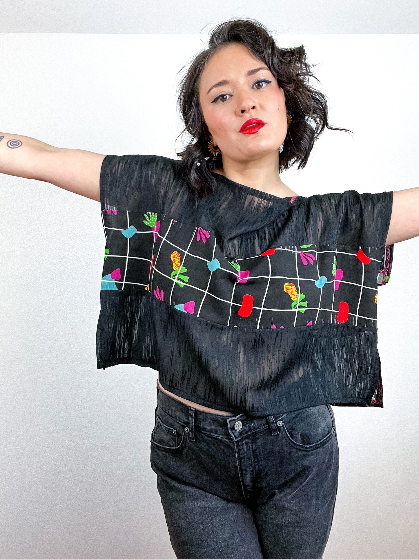 Scrappy Crop Black Grid Shapes