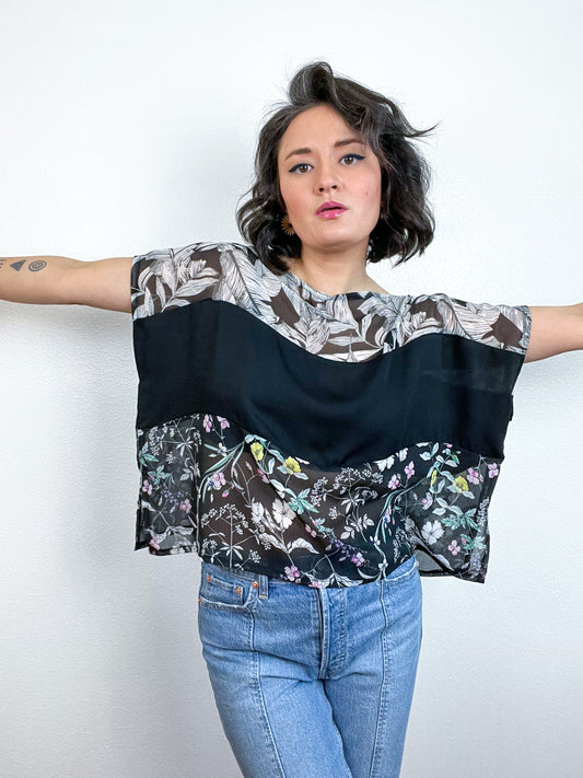 Scrappy Crop Black Palms Floral