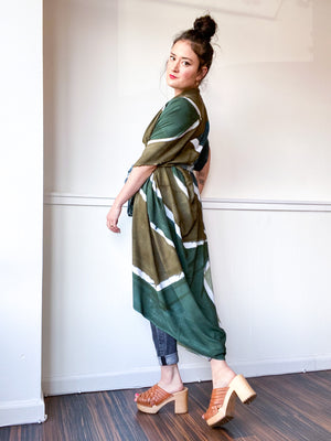 Limited Edition Hand-Dyed High Low Kimono Shape Study Green