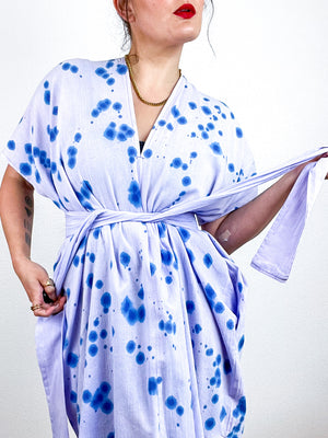 Single Gauze Midi Caftan Dress Lilac Blue Speckle