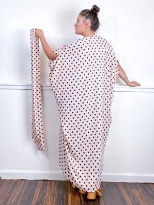 Print High Low Kimono Blush Polka Dots Bubble Crepe