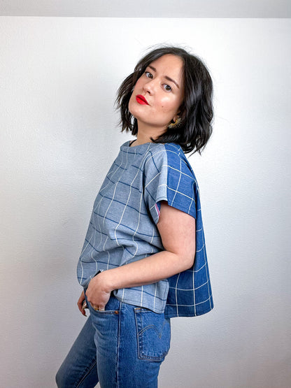 Chambray Flip Crop Windowpane