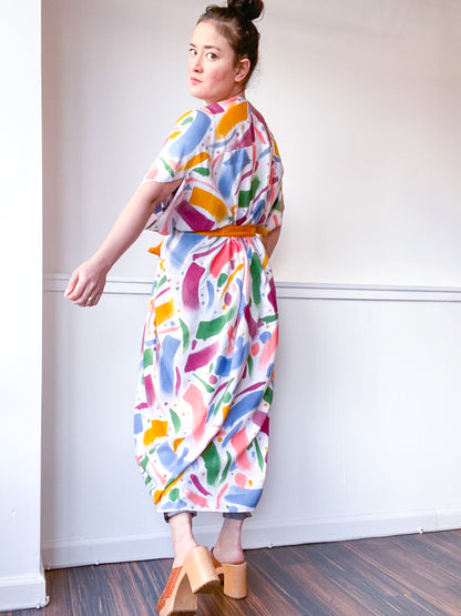 Limited Edition Hand-Dyed High Low Kimono Confetti 1