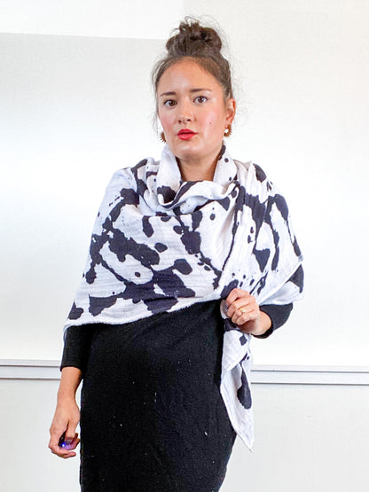 Hand-Dyed Large Square Scarf Inkblot