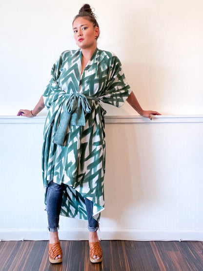 Limited Edition Hand-Dyed High Low Kimono Forest