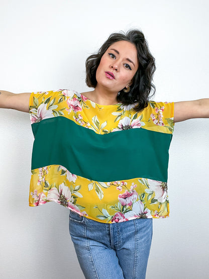 Scrappy Crop Yellow Green Floral