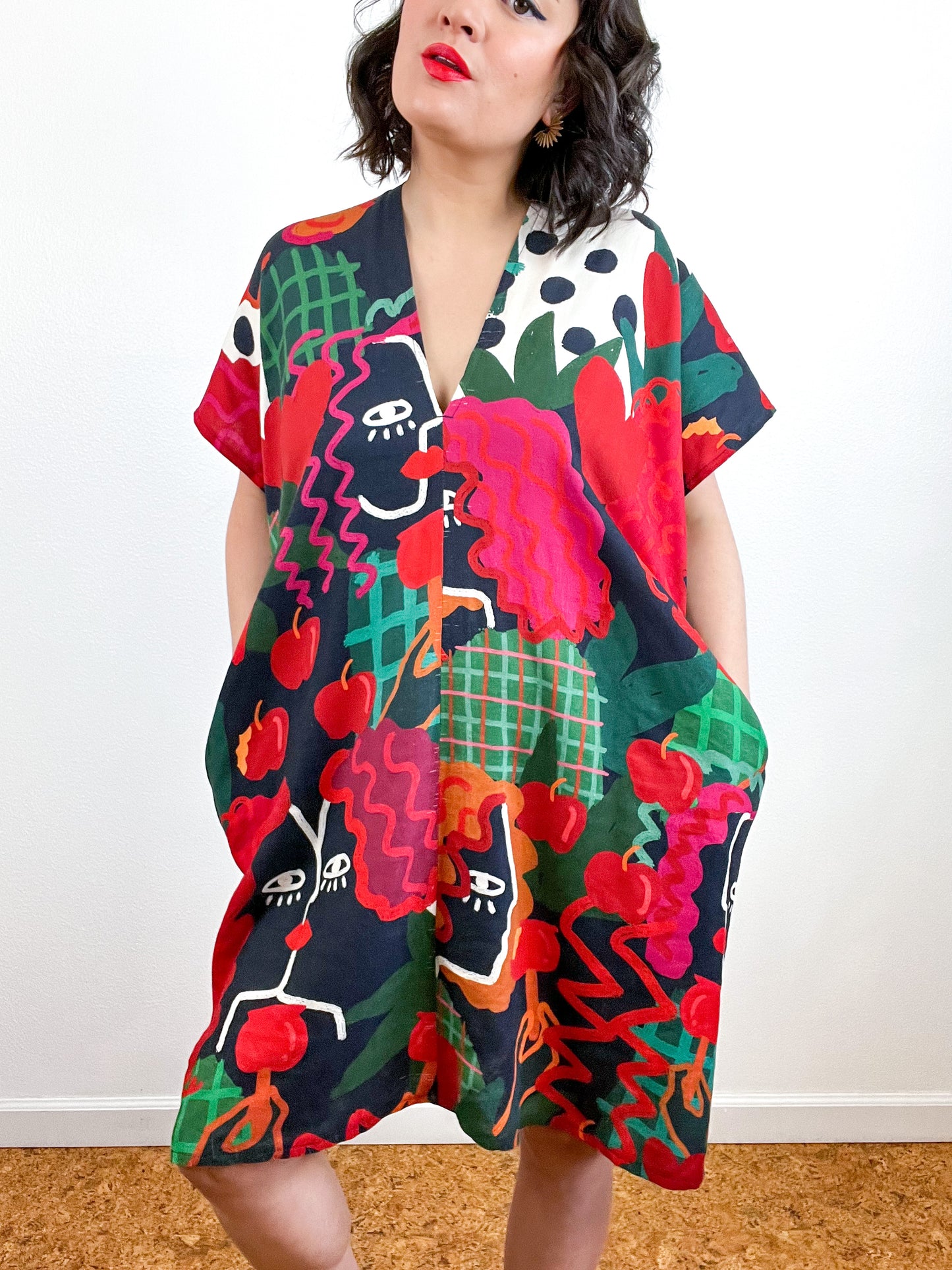 Print Mini Smock Dress Abstract