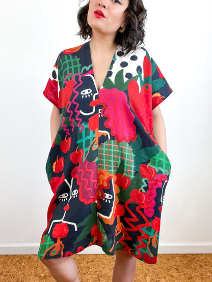 Print Mini Smock Dress Abstract