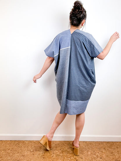 Chambray Smock Dress Patchwork 3
