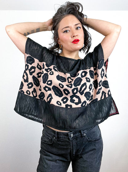 Scrappy Crop Black Tan Leopard