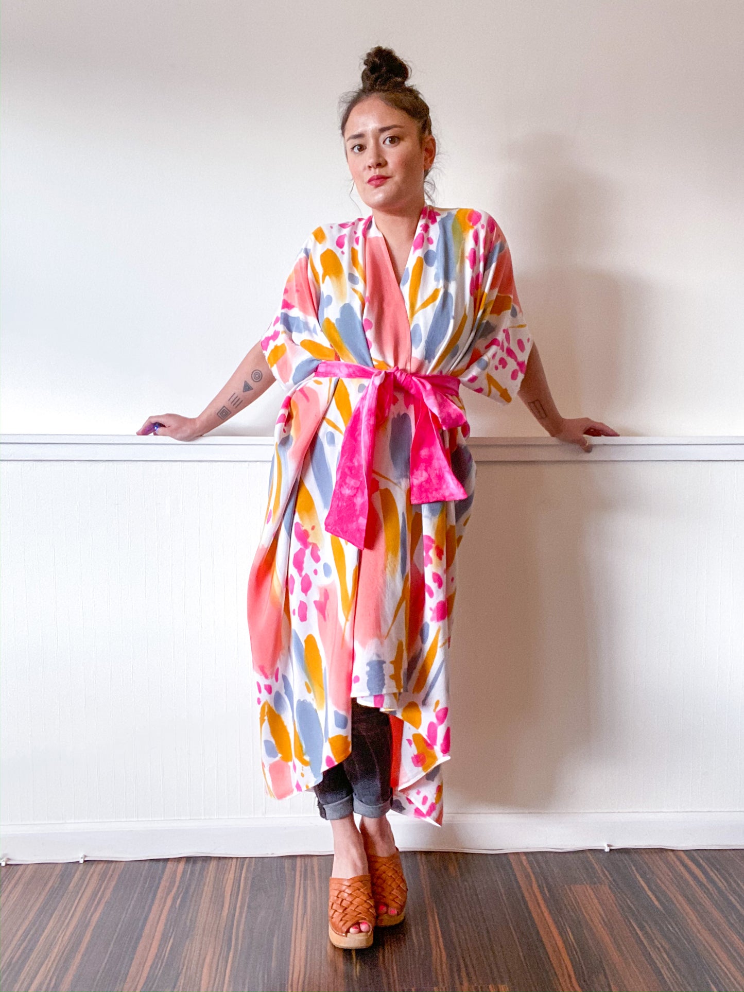 Limited Edition Hand-Dyed High Low Kimono Confetti 2