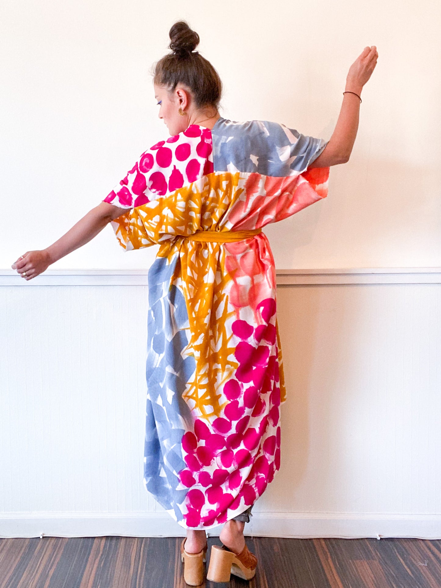 Limited Edition Hand-Dyed High Low Kimono Multicolor