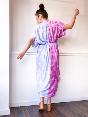 Limited Edition Hand-Dyed High Low Kimono Wisteria Lilac
