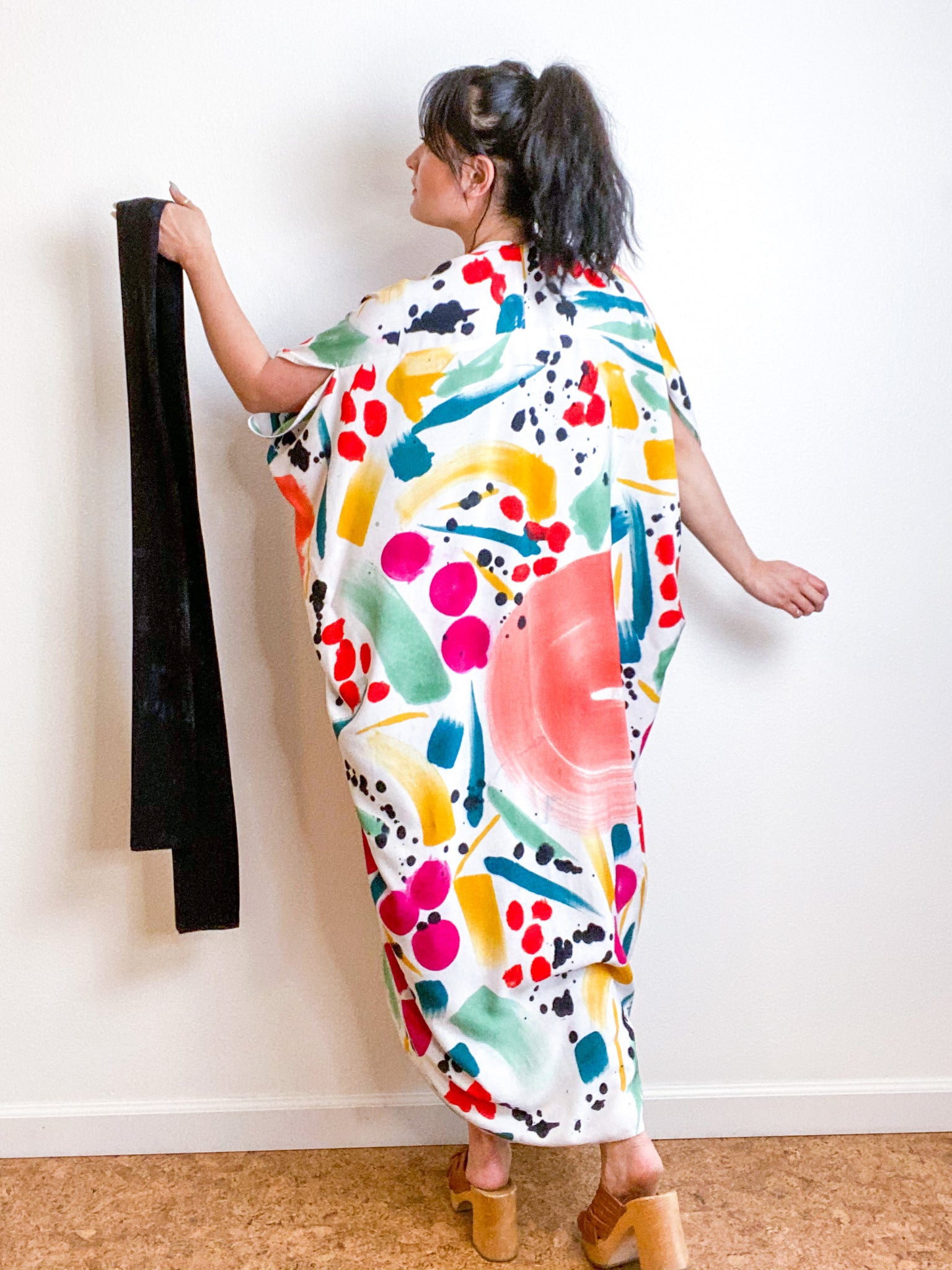 OOAK Hand-Dyed High Low Kimono Confetti 3