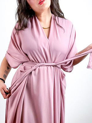 Solid High Low Kimono Rose Georgette