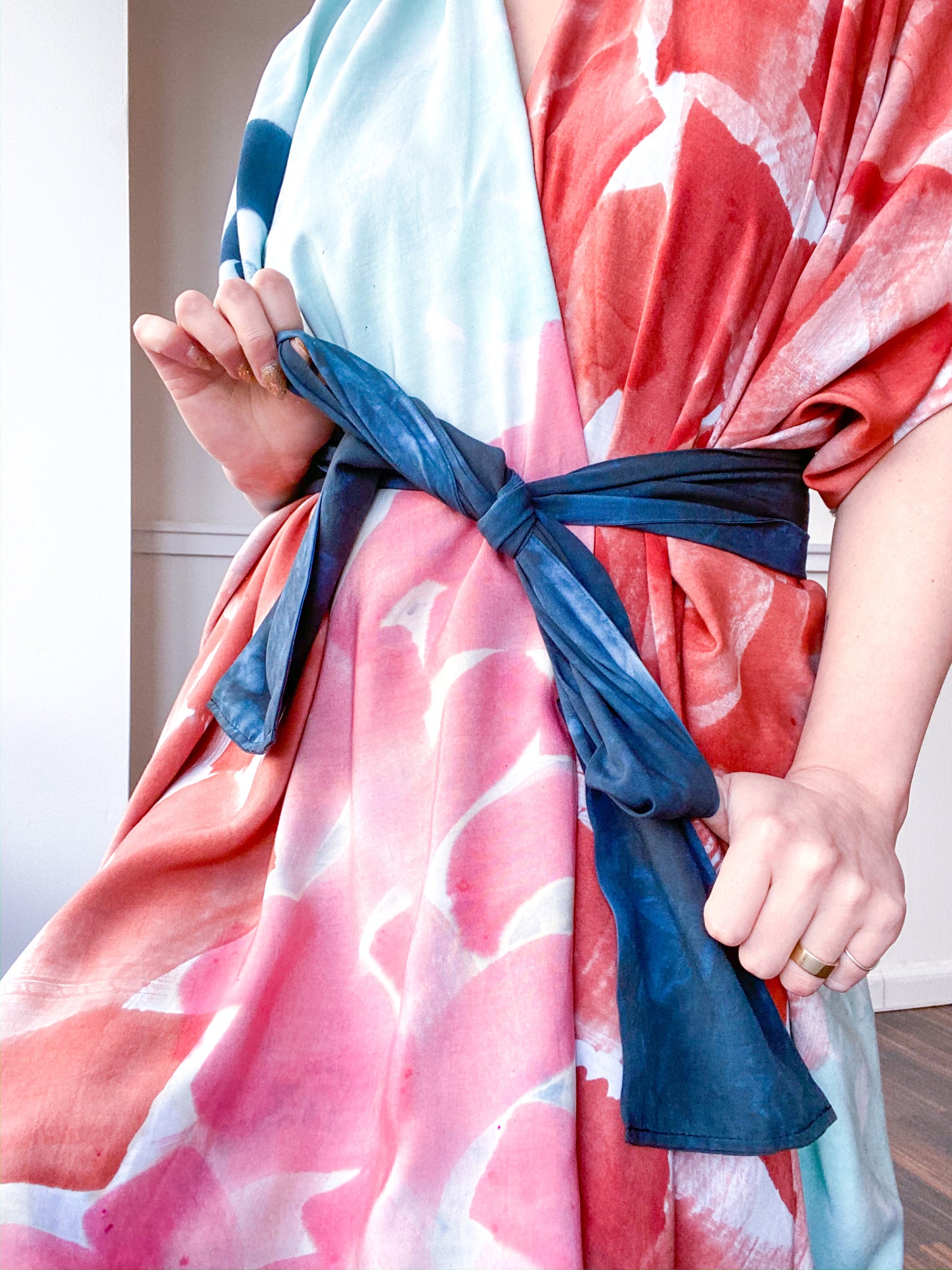 Limited Edition Hand-Dyed High Low Kimono Multi Wave 1
