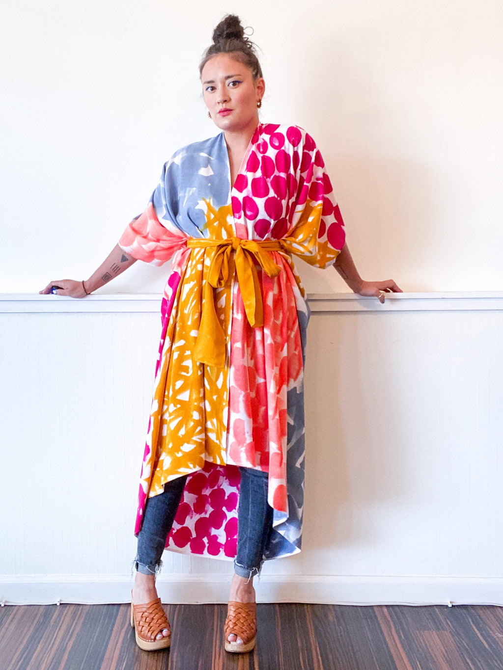 Limited Edition Hand-Dyed High Low Kimono Multicolor