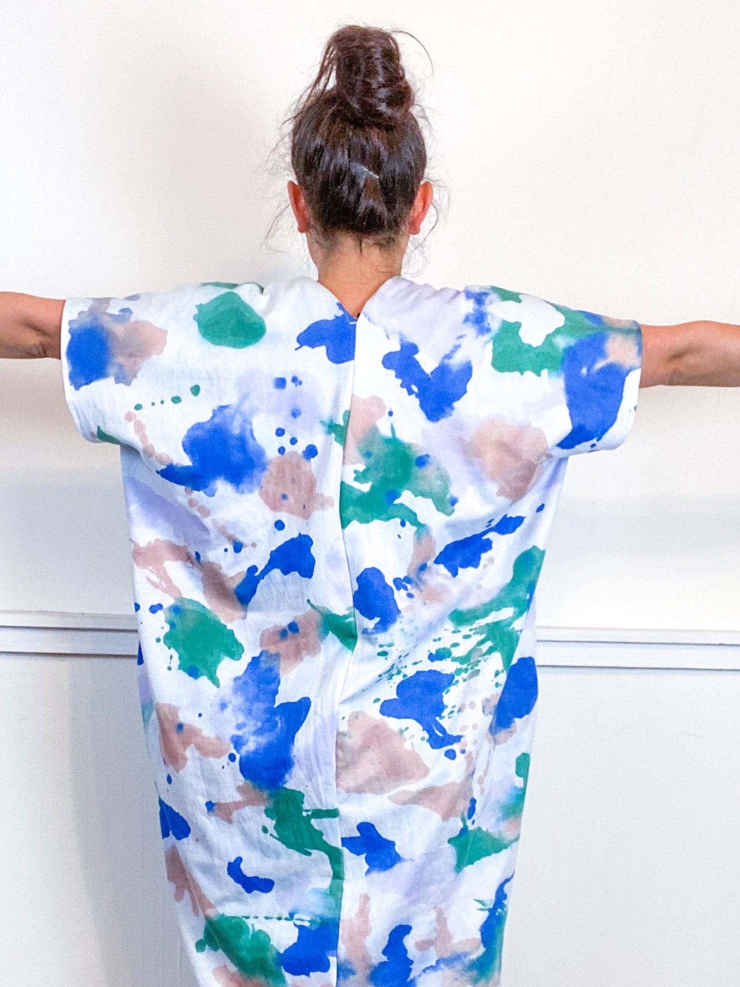 Hand-Dyed Sweatshirt Smock Dress Pink Sky Wisteria Sea