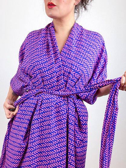 High Low Kimono Royal Pink V Rayon Challis
