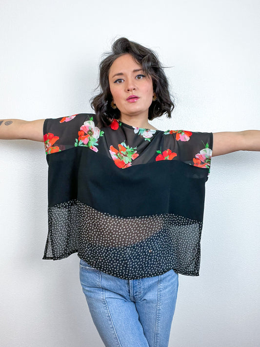 Scrappy Crop Scarlet Green Black Floral