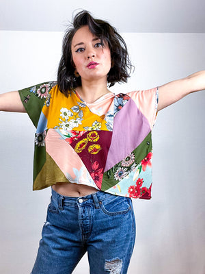 Scrappy Triangles Crop Mixed Floral