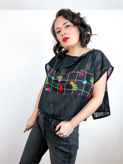 Scrappy Crop Black Grid Shapes