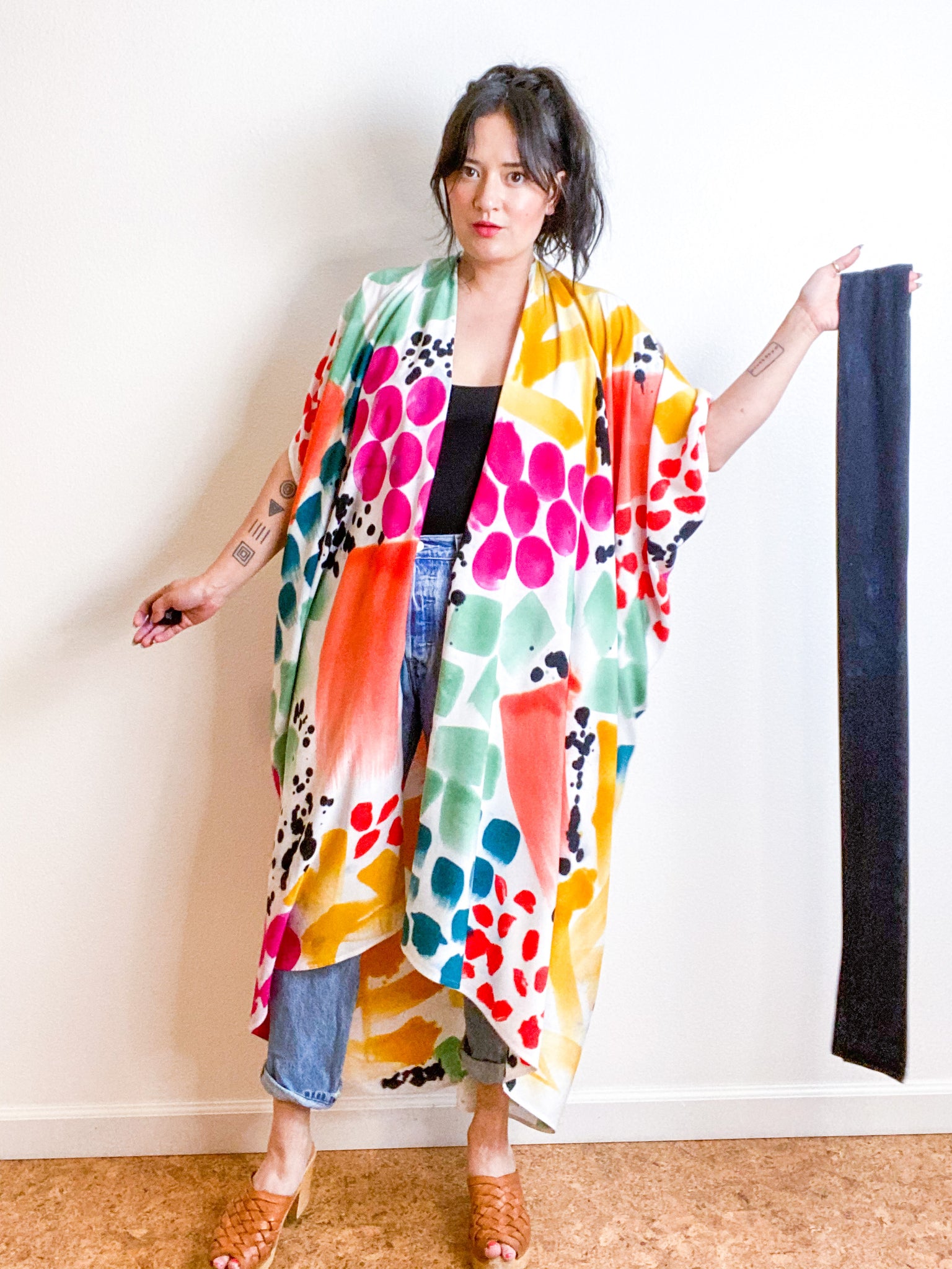 OOAK Hand-Dyed High Low Kimono Confetti 2