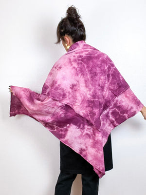 Hand-Dyed Gauze Blanket Scarf Magenta Tie