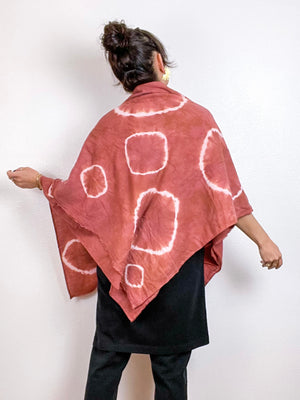 Hand-Dyed Gauze Blanket Scarf Terracotta Circles