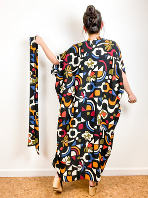 High Low Kimono Mod Shapes Rayon Crepe