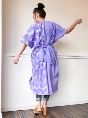 Everyday Midi Kimono Dress Hand-Dyed Monochromatic Lilac
