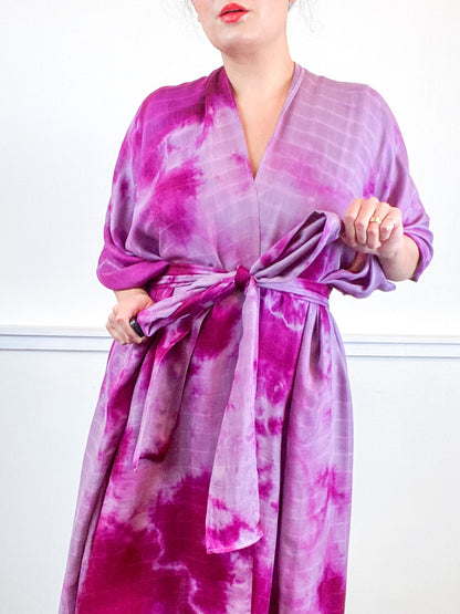 Hand-Dyed High Low Kimono Bamboo Amethyst