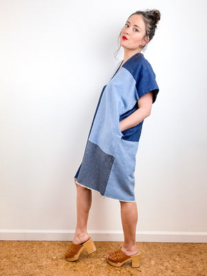 Denim Smock Dress Patchwork