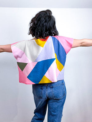 Scrappy Triangles Crop Linen Blend Multi