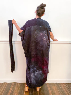Hand-Dyed High Low Kimono Black Overdye