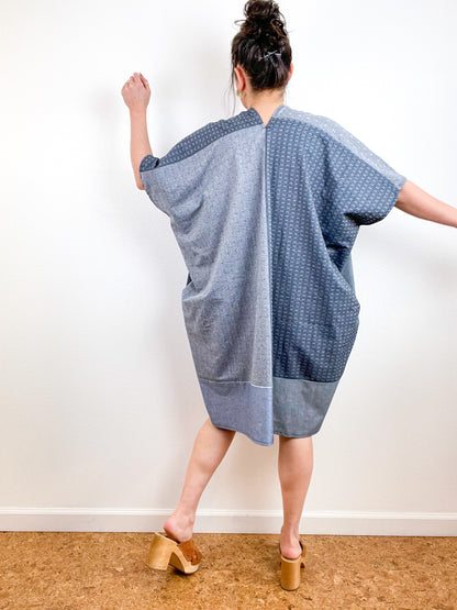 Chambray Smock Dress Patchwork 1
