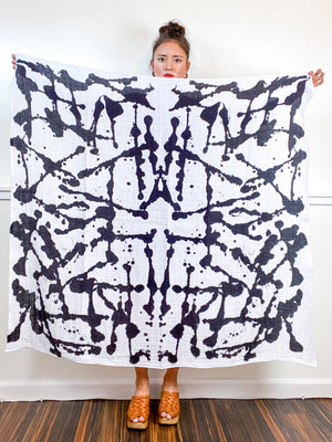 Hand-Dyed Large Square Scarf Inkblot