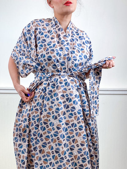 Print High Low Kimono Desert Triangles Challis