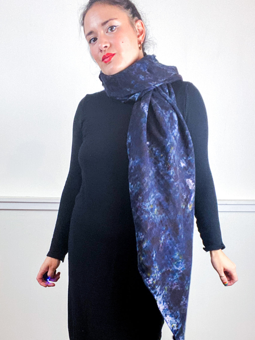 Hand-Dyed Large Square Scarf Deconstructed Black